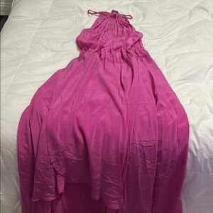 Elegant Pink Halter Maxi Dress